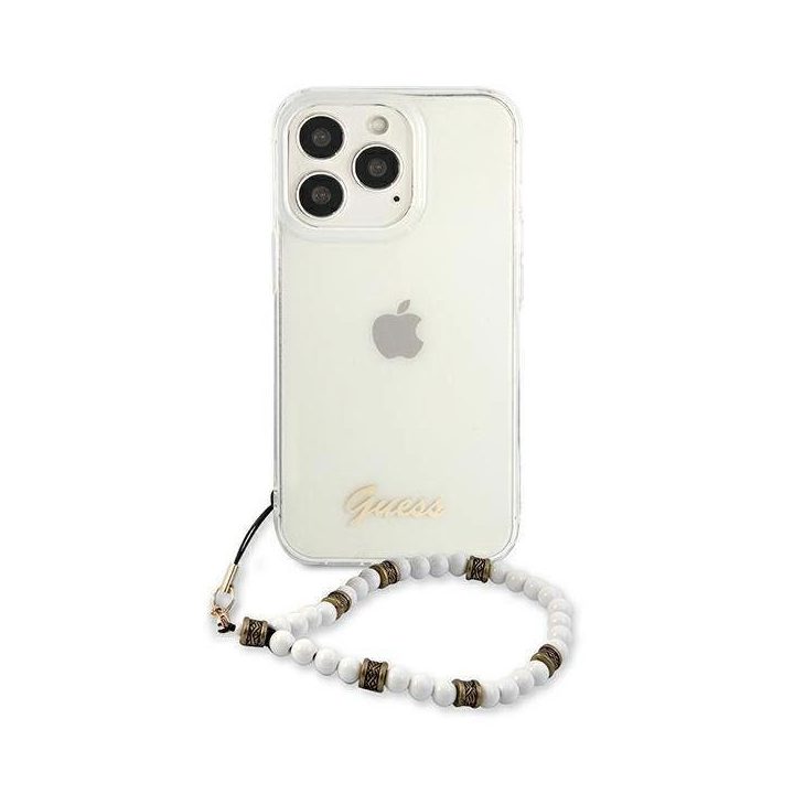 Guess GUHCP13LKPSWH iPhone 13 Pro / 13 6,1 permatomas deklas White Pearl
