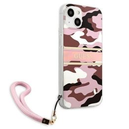 Guess GUHCP13MKCABPI iPhone 13 6,1 rausvas/rožinis deklas Camo Strap Collection