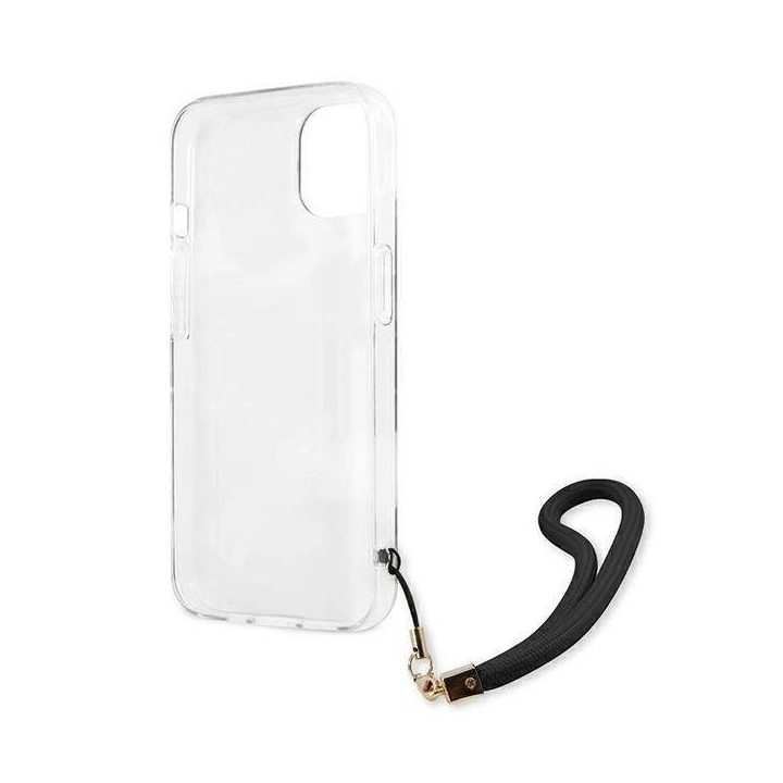 Guess GUHCP13SKCABBK iPhone 13 mini 5,4 juodos/juodos spalvos deklas Camo Strap Collection