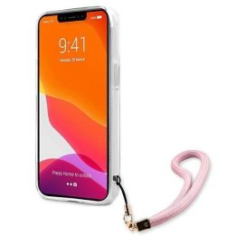 Guess GUHCP13SKCABPI iPhone 13 mini 5,4 rožinės/rožinės spalvos deklas Camo Strap Collection