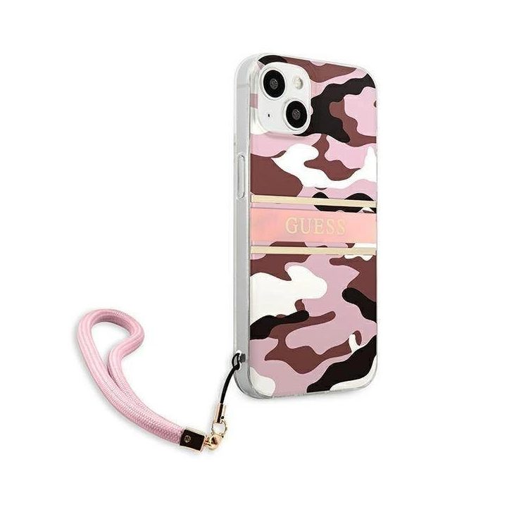 Guess GUHCP13SKCABPI iPhone 13 mini 5,4 rožinės/rožinės spalvos deklas Camo Strap Collection