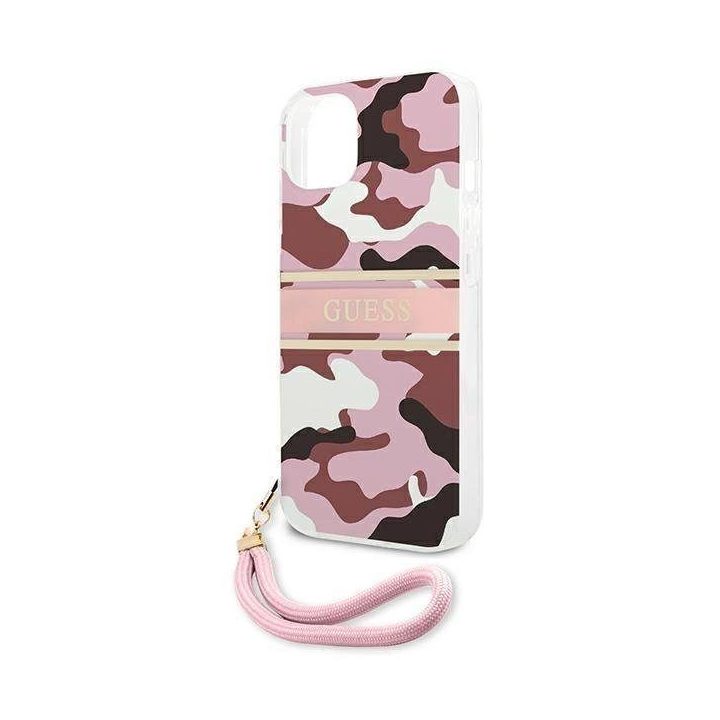Guess GUHCP13SKCABPI iPhone 13 mini 5,4 rožinės/rožinės spalvos deklas Camo Strap Collection