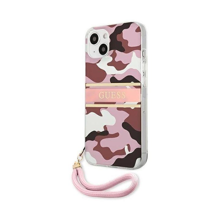 Guess GUHCP13SKCABPI iPhone 13 mini 5,4 rožinės/rožinės spalvos deklas Camo Strap Collection