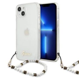 Guess GUHCP13SKPSWH iPhone 13 mini 5,4 permatomas deklas White Pearl