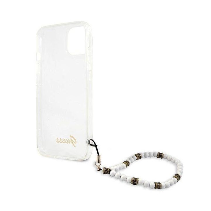 Guess GUHCP13SKPSWH iPhone 13 mini 5,4 permatomas deklas White Pearl
