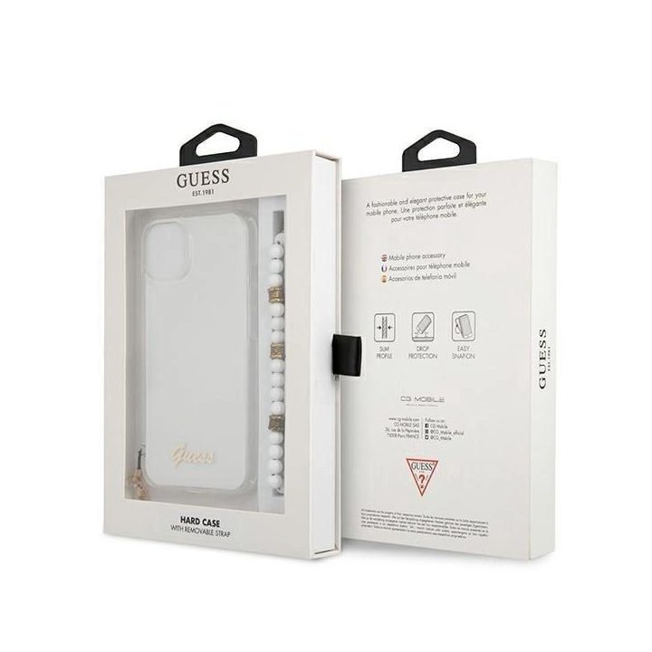 Guess GUHCP13SKPSWH iPhone 13 mini 5,4 permatomas deklas White Pearl