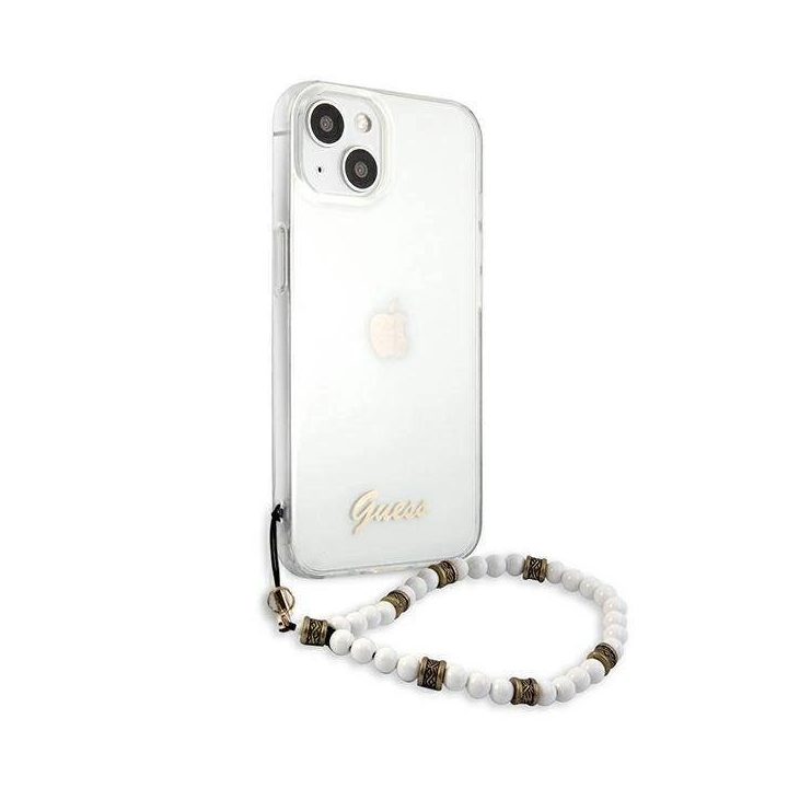 Guess GUHCP13SKPSWH iPhone 13 mini 5,4 permatomas deklas White Pearl