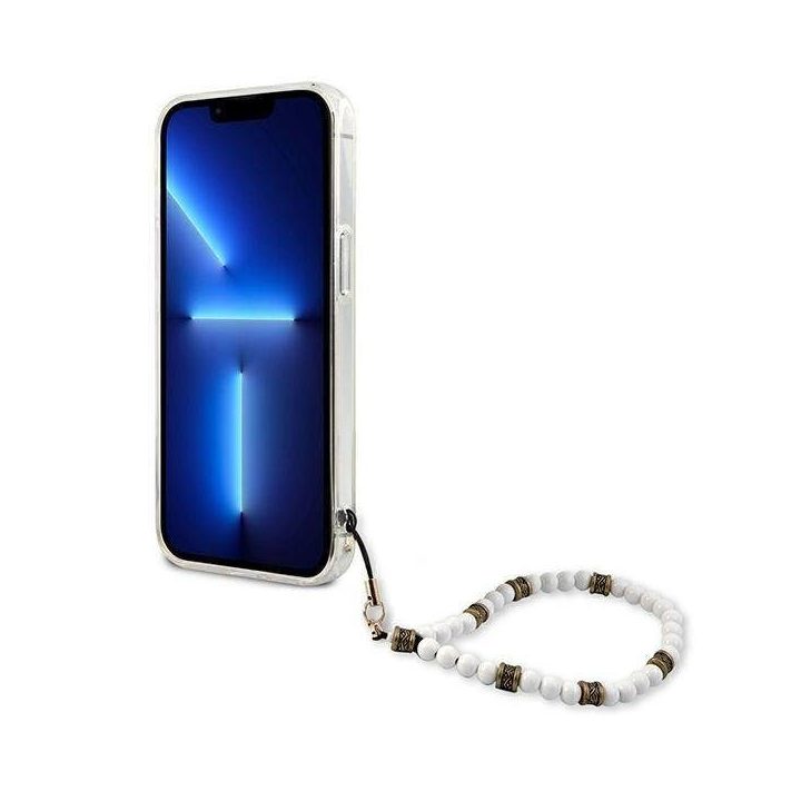 Guess GUHCP13SKPSWH iPhone 13 mini 5,4 permatomas deklas White Pearl