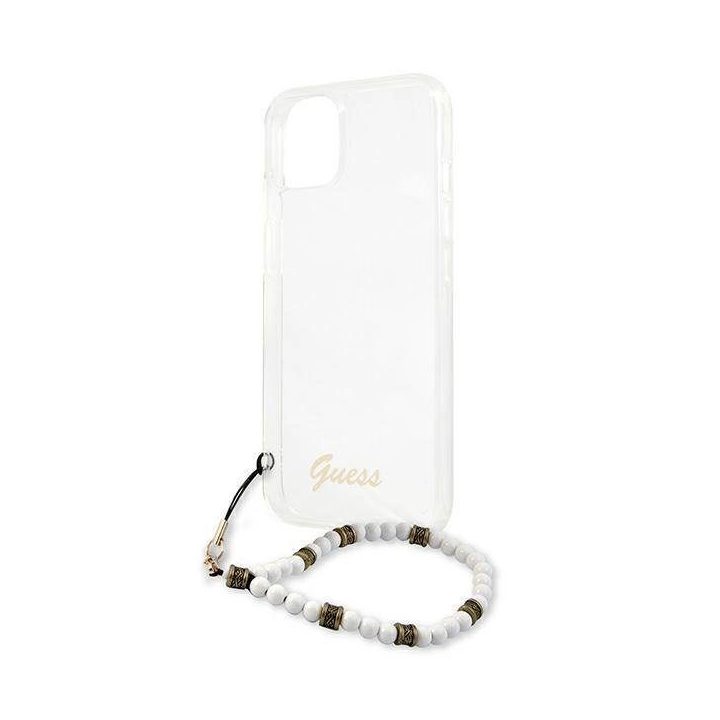 Guess GUHCP13SKPSWH iPhone 13 mini 5,4 permatomas deklas White Pearl