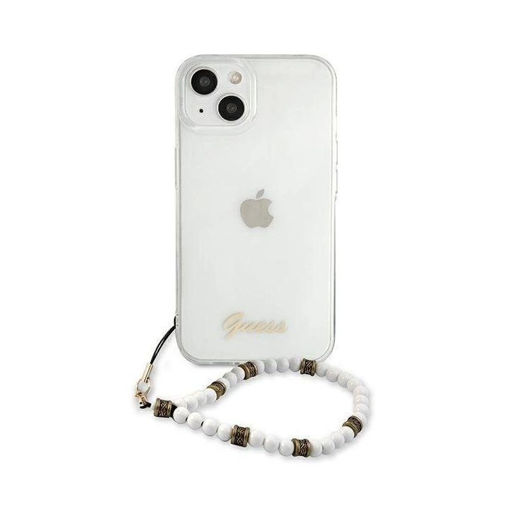 Guess GUHCP13SKPSWH iPhone 13 mini 5,4 permatomas deklas White Pearl