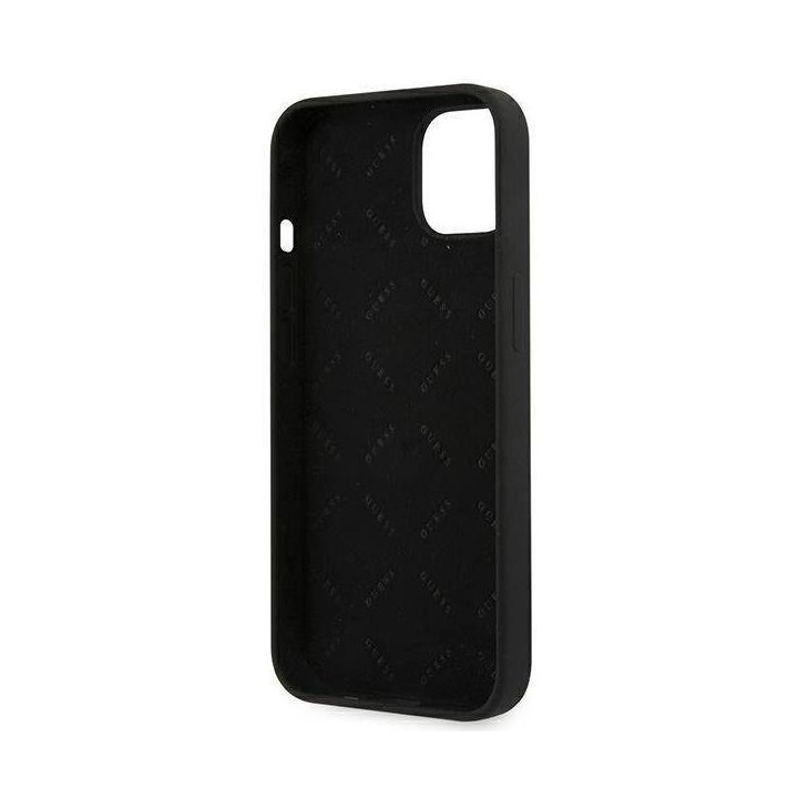 Guess GUHCP13SLS4GGBK iPhone 13 mini 5.4 juodos/juodos spalvos deklas Silikoninis 4G logotipas