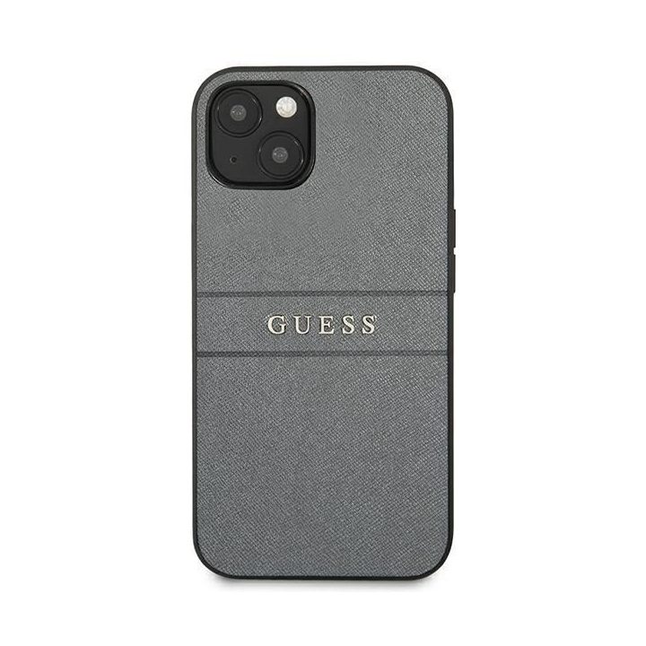 Guess GUHCP13SPSASBGR iPhone 13 mini 5,4 pilka/pilka Saffiano dirželis