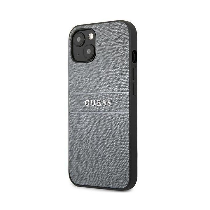 Guess GUHCP13SPSASBGR iPhone 13 mini 5,4 pilka/pilka Saffiano dirželis