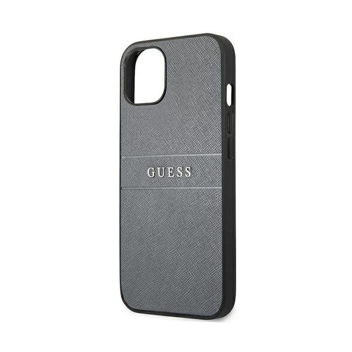 Guess GUHCP13SPSASBGR iPhone 13 mini 5,4 pilka/pilka Saffiano dirželis
