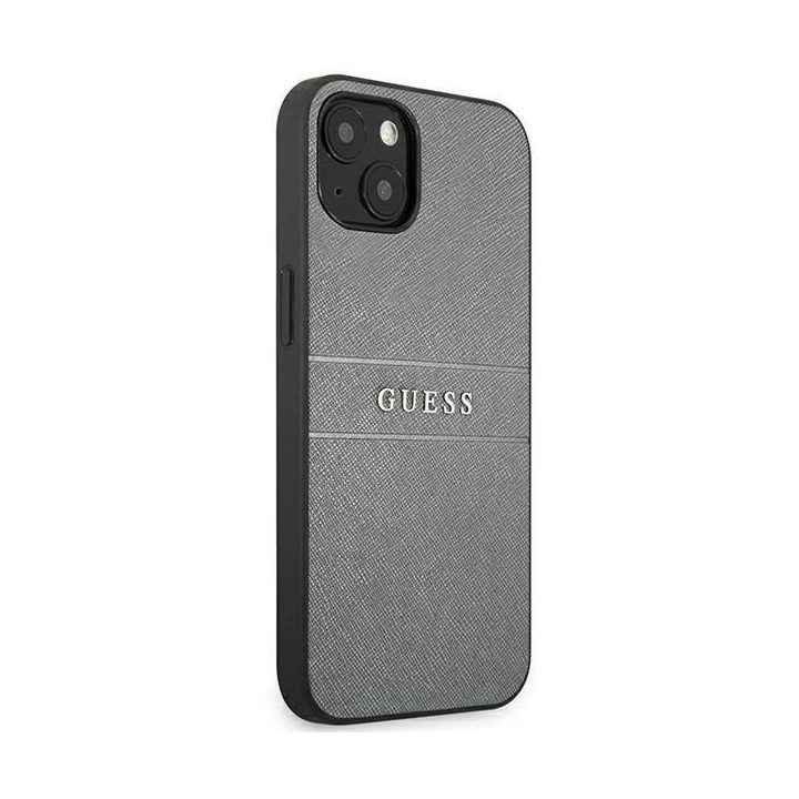 Guess GUHCP13SPSASBGR iPhone 13 mini 5,4 pilka/pilka Saffiano dirželis