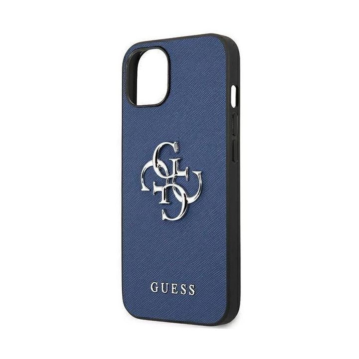Guess GUHCP13SSA4GSBL iPhone 13 mini 5.4 mėlynos/mėlynos spalvos deklas Saffiano 4G Metalinis logotipas