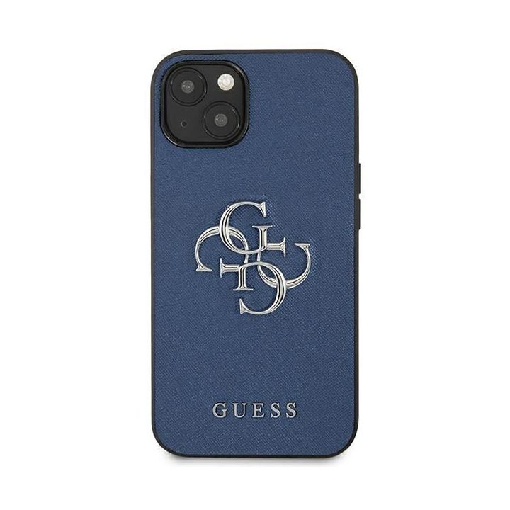 Guess GUHCP13SSA4GSBL iPhone 13 mini 5.4 mėlynos/mėlynos spalvos deklas Saffiano 4G Metalinis logotipas