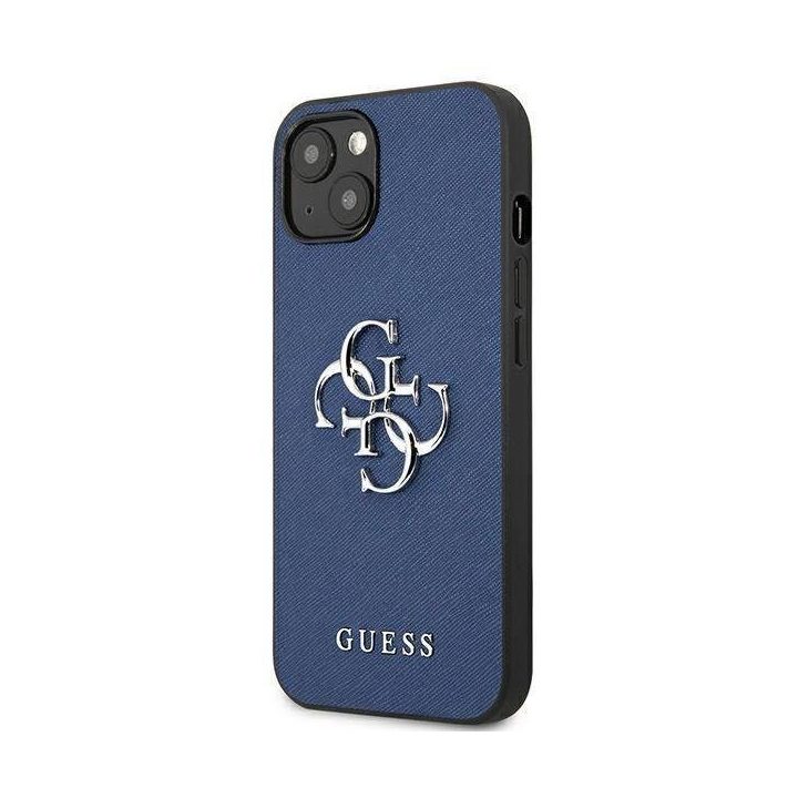 Guess GUHCP13SSA4GSBL iPhone 13 mini 5.4 mėlynos/mėlynos spalvos deklas Saffiano 4G Metalinis logotipas