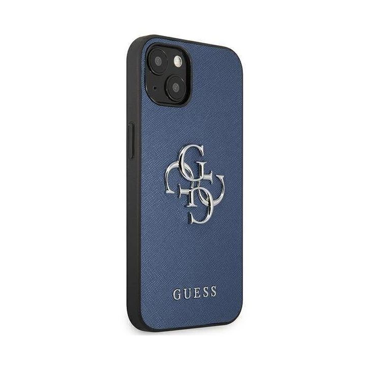 Guess GUHCP13SSA4GSBL iPhone 13 mini 5.4 mėlynos/mėlynos spalvos deklas Saffiano 4G Metalinis logotipas