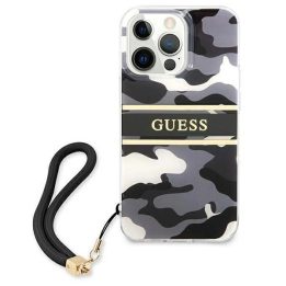 Guess GUHCP13XKCABBK iPhone 13 Pro Max 6,7 juodos/juodos spalvos deklas Camo Strap Collection