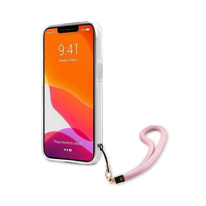 Guess GUHCP13XKCABPI iPhone 13 Pro Max 6,7 rožinės/rožinės spalvos deklas Camo Strap Collection