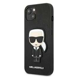 Karl Lagerfeld KLHCP13SOKPK iPhone 13 mini 5,4 Juodos spalvos/juodas deklas Saffiano Ikonik Karl`s Patch