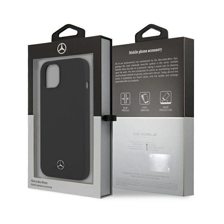 Mercedes MEHCP13SSILBK iPhone 13 mini 5,4 Juodos spalvos/juodas deklas Silikoninė linija