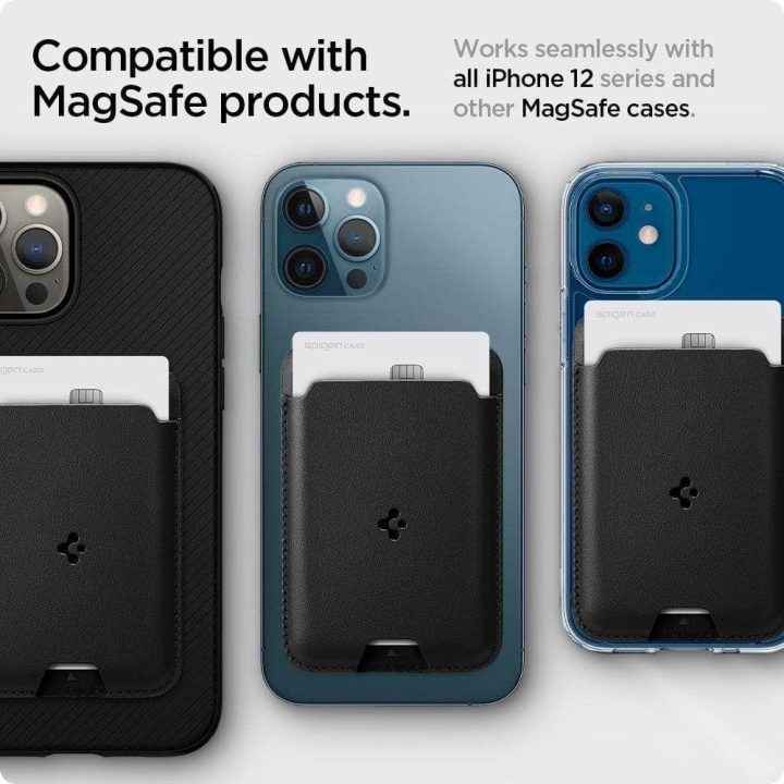 Spigen VALENTINUS MAGSAFE UNIVERSALUS MAGNETINIS KORTELIŲ LAIKIKIKLIS BLACK