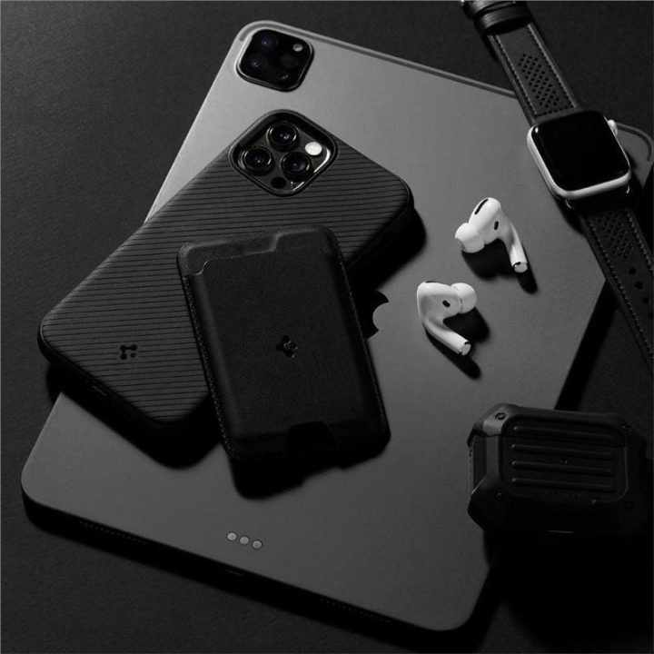 Spigen VALENTINUS MAGSAFE UNIVERSALUS MAGNETINIS KORTELIŲ LAIKIKIKLIS BLACK