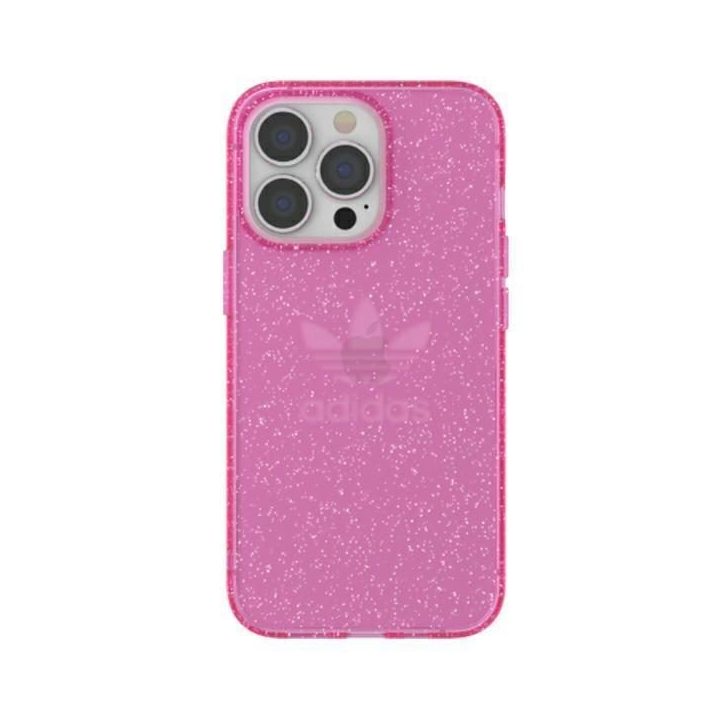 Adidas OR apsauginis iPhone 13 Pro / 13 6,1 Skaidrus korpusas su blizgučiais, rožinės spalvos 47121