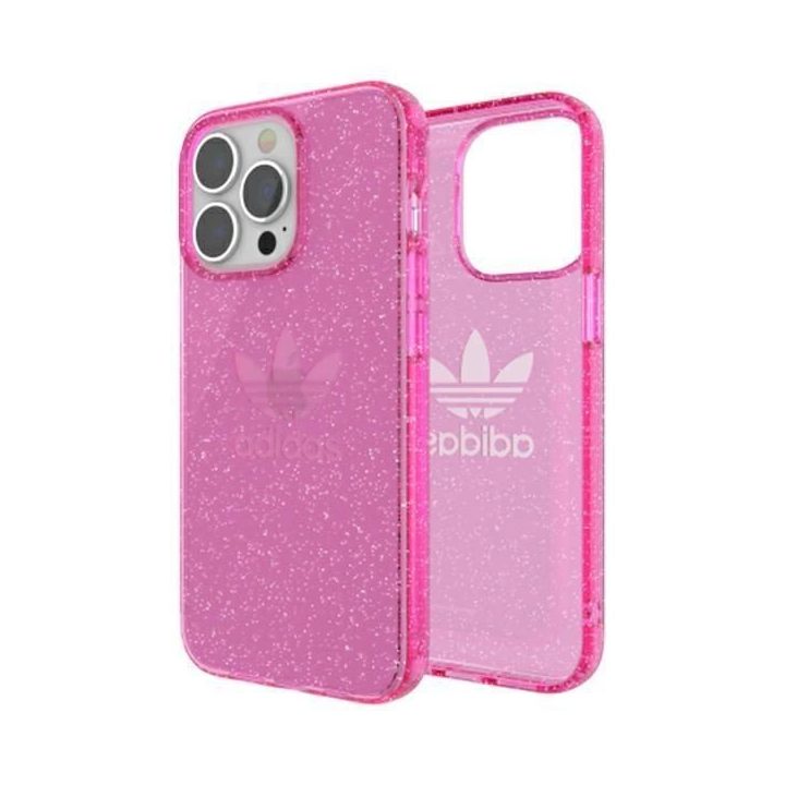 Adidas OR apsauginis iPhone 13 Pro / 13 6,1 Skaidrus korpusas su blizgučiais, rožinės spalvos 47121
