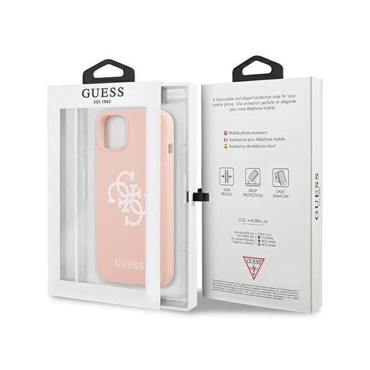 Guess GUHCP13SLS4GWPI iPhone 13 mini 5.4 rožinės/rožinės spalvos deklas Silikoninis 4G logotipas