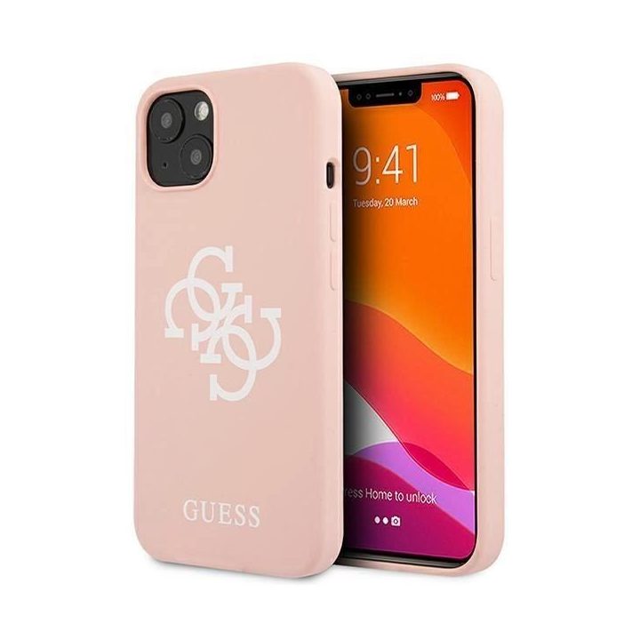 Guess GUHCP13SLS4GWPI iPhone 13 mini 5.4 rožinės/rožinės spalvos deklas Silikoninis 4G logotipas