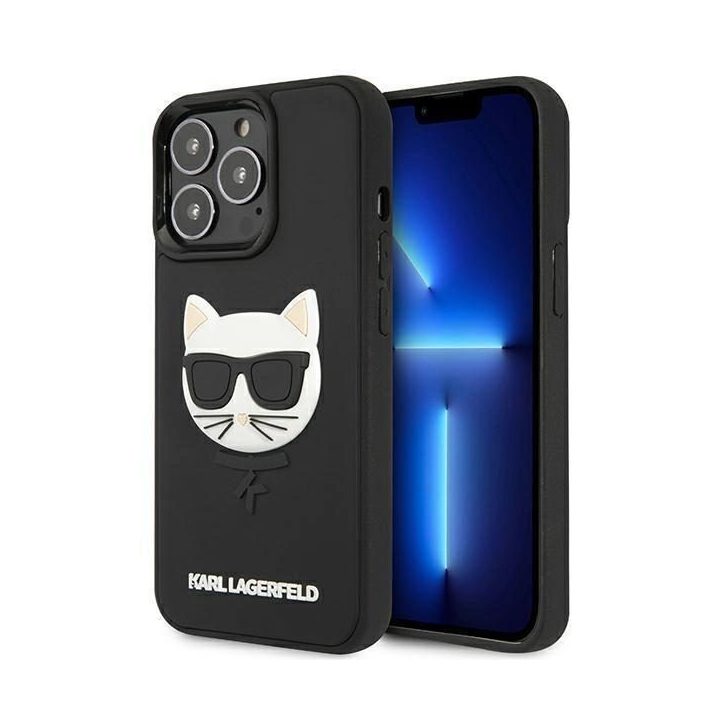 Karl Lagerfeld KLHCP13LCH3DBK 13 Pro / 13 6.1 Juodos spalvos/juodas deklas 3D Rubber Choupette