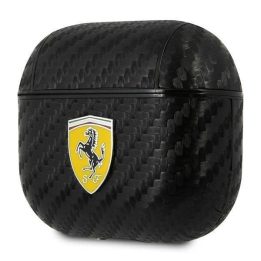Ferrari FESA3CABK AirPods 3 dangtelis juodas/juodas On Track PU Carbon