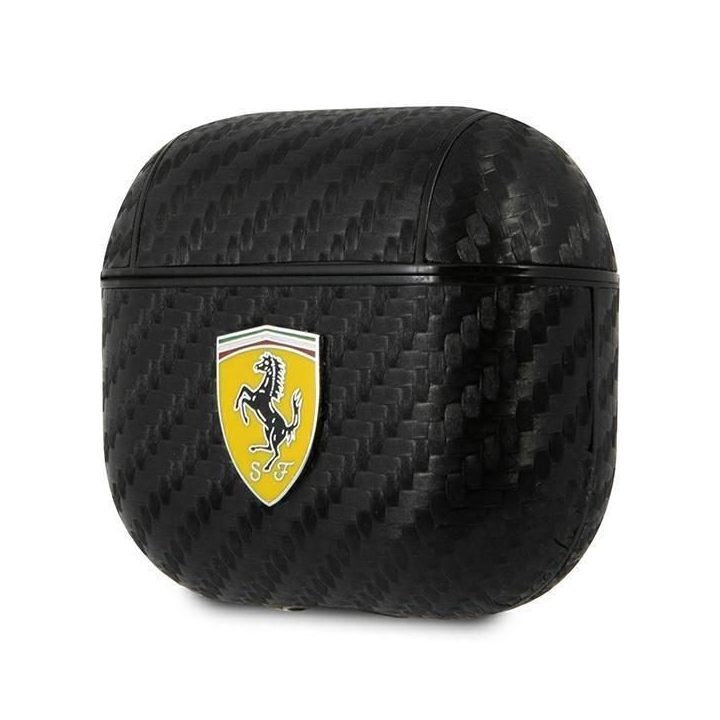 Ferrari FESA3CABK AirPods 3 dangtelis juodas/juodas On Track PU Carbon