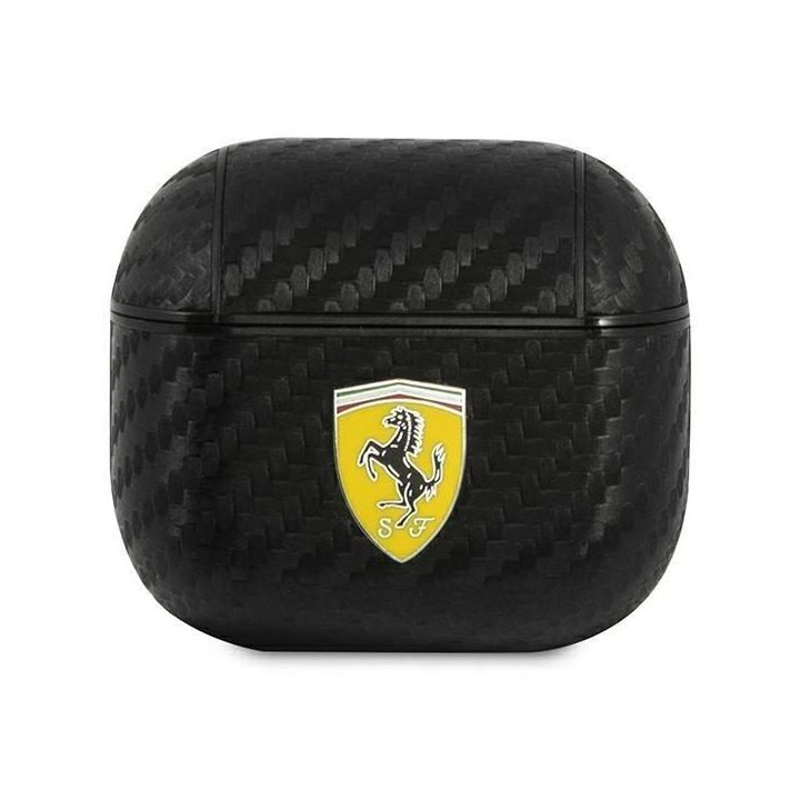 Ferrari FESA3CABK AirPods 3 dangtelis juodas/juodas On Track PU Carbon