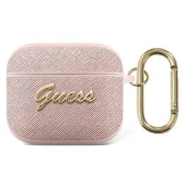 Guess GUA3SASMP AirPods 3 dangtelis rožinis/rožinis Saffiano Script Metal Collection
