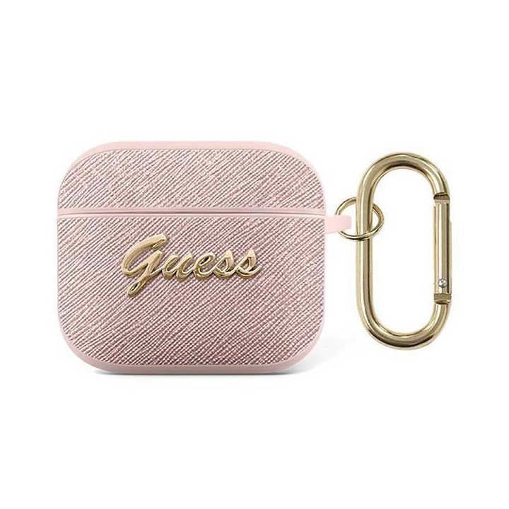 Guess GUA3SASMP AirPods 3 dangtelis rožinis/rožinis Saffiano Script Metal Collection