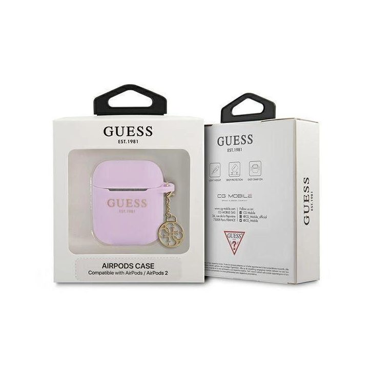 Guess GUA2LSC4EU AirPods 1/2 dangtelis violetinė/violetinė Silikoninis žavesys 4G kolekcija