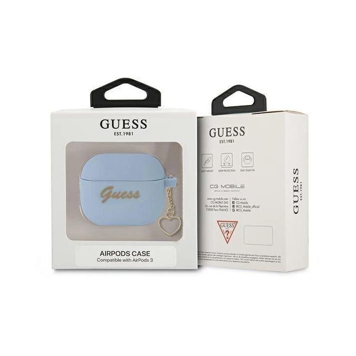 Guess GUA3LSCHSB AirPods 3 dangtelis mėlyna/mėlyna Silikono žavesio širdelės kolekcija
