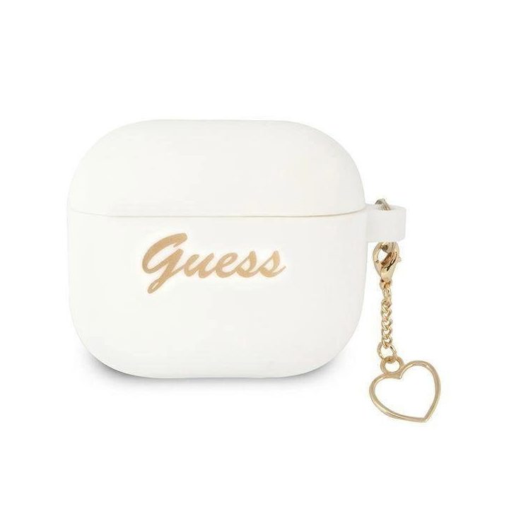 Guess GUA3LSCHSH AirPods 3 dangtelis baltas/baltas Silikoninis žavesys Heart Collection