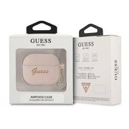 Guess GUA3LSCHSP AirPods 3 dangtelis rožinis/rožinis Silikoninis žavesys Heart Collection