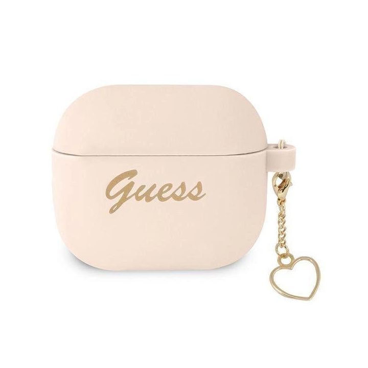 Guess GUA3LSCHSP AirPods 3 dangtelis rožinis/rožinis Silikoninis žavesys Heart Collection