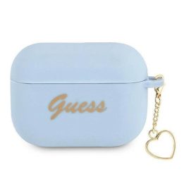 Guess GUAPLSCHSB AirPods Pro dangtelis mėlynas/mėlynas Silikoninis žavesys Heart Collection