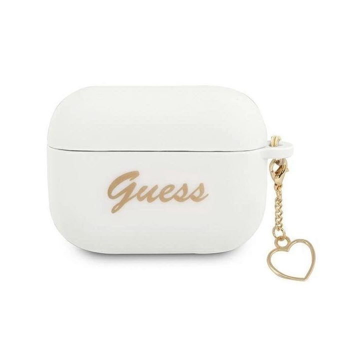 Guess GUAPLSCHSH AirPods Pro dangtelis baltas/baltas Silikoninis žavesys Heart Collection