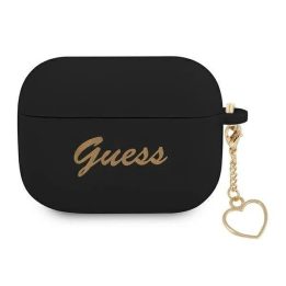 Guess GUAPLSCHSK AirPods Pro dangtelis juodas/juodas Silikoninis žavesys Heart Collection