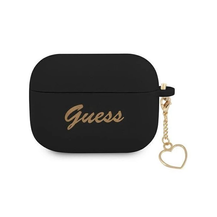 Guess GUAPLSCHSK AirPods Pro dangtelis juodas/juodas Silikoninis žavesys Heart Collection