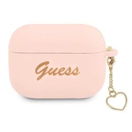 Guess GUAPLSCHSP AirPods Pro dangtelis rožinis/rožinis Silikoninis žavesys Heart Collection