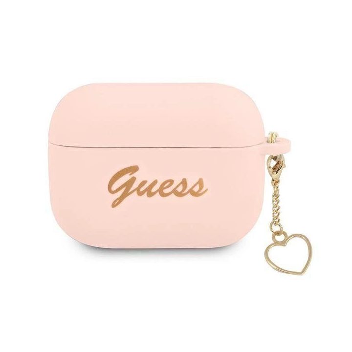 Guess GUAPLSCHSP AirPods Pro dangtelis rožinis/rožinis Silikoninis žavesys Heart Collection